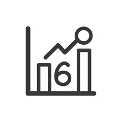 Poster - Ascending Graph with Number Six: Business Growth Icon