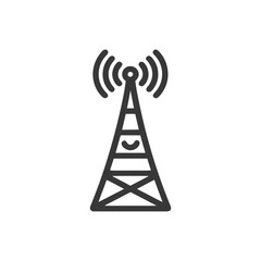 Poster - Minimalist Radio Tower Icon with Signal Waves and Geometric Design