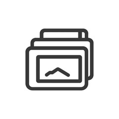 Poster - Stacked Image Icon with Mountain Peak, Dark Gray Outline on White Background
