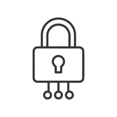 Poster - Digital Security Lock Icon with Network Connection Points