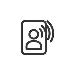 Poster - Digital Identity Card Icon with Wireless Signal, Minimalist Line Art