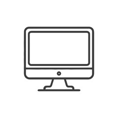 Poster - Minimalist Computer Monitor Line Art on White Background
