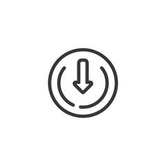 Poster - Download Icon: Simple Arrow Inside Circle, Modern Line Art Style