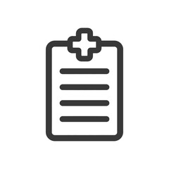 Poster - Medical Report Icon: Dark Gray Clipboard with Plus Sign and Lines
