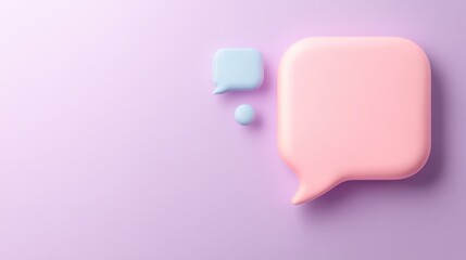 Poster - Colorful speech bubbles on a soft purple background, perfect for communication, messaging, and digital interaction themes