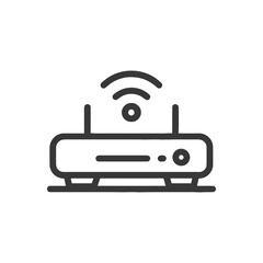 Poster - Minimalist Router Icon: Wireless Network Connectivity Symbol on White Background