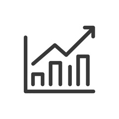 Poster - Ascending Bar Graph with Arrow: Business Growth Icon in Dark Gray