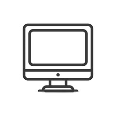 Poster - Minimalist Computer Monitor Icon: Clean Line Art on White Background