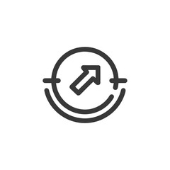Poster - Ascending Arrow within Circular Path, Minimalist Icon Design on White Background