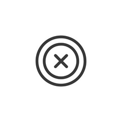 Poster - Minimalist Icon: Double-Ringed Circle with X Symbol, Isolated on White.