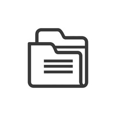 Poster - Minimalist Folder Icon with Document Lines, Dark Gray on White Background