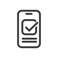 Aufkleber - Smartphone with Check Mark Icon: Digital Confirmation Symbol, Dark Gray Outline