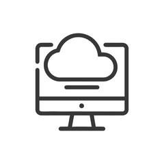 Poster - Cloud Computing Icon: Modern Monitor Displaying Cloud Symbol in Outline Style
