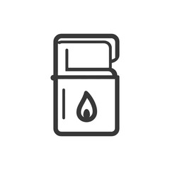 Poster - Minimalist Lighter Icon with Flame Detail on White Background
