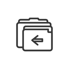 Poster - Minimalist Folder Stack Icon with Left Arrow, Outline Style