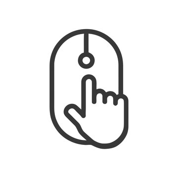 Computer Mouse Click Icon: Hand Pointing, Minimalist Design, Vector Illustration