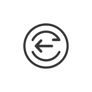 Circular Back Arrow Icon: Simple, Minimalist Design on White Background