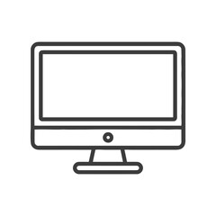 Poster - Minimalist Computer Monitor Icon: Clean Line Art on White Background