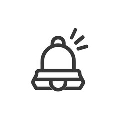 Poster - Bold Outline Bell Icon with Sound Waves on White Background