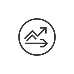 Poster - Exchange Rate Icon: Upward Trend and Horizontal Movement in Circular Frame