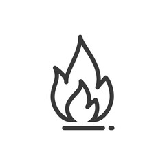 Poster - Minimalist Fire Icon: Bold Outline on White Background