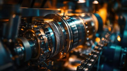 Poster - A detailed shot of mechanical gears and machinery components