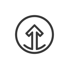 Poster - Ascending Arrow Icon in Circle, Minimalist Design, Gray on White