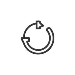 Poster - Circular Arrow Icon: Simple Black Outline on White Background, Rotation Symbol