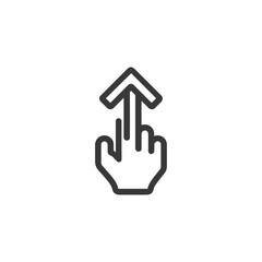 Poster - Two-Finger Swipe Up Gesture Icon, Minimalist Line Art Style