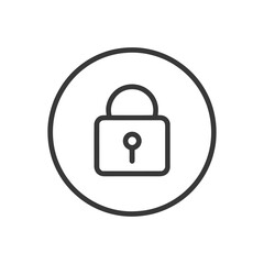 Poster - Minimalist Padlock Icon in Circle, Security Symbol, Black Outline on White