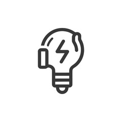 Poster - Lightbulb Icon with Lightning Bolt, Minimalist Design on White Background