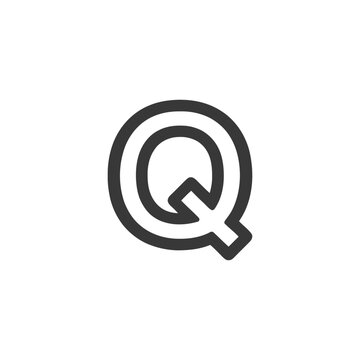 Bold Letter Q: Modern Typography with Geometric Design on White