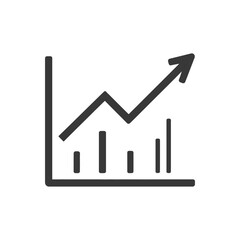 Poster - Ascending Bar Graph Icon with Arrow, Business Growth Symbol