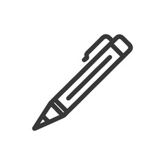 Poster - Minimalist Pen Icon: Bold Outline on White Background, Writing Tool Symbol