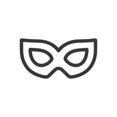 Poster - Minimalist Carnival Mask Icon: Sleek, Bold Outline on White Background