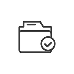 Poster - Completed Folder Icon: Dark Outline with Checkmark Symbol on White Background
