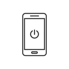 Poster - Minimalist Smartphone Icon with Power Button, Outline Style
