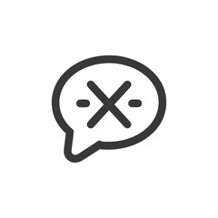 Poster - Speech Bubble with Cross and Dashes: Minimalist Communication Icon