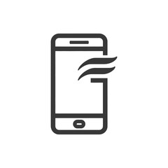 Poster - Sleek Smartphone Icon with Signal Waves, Modern Communication Design