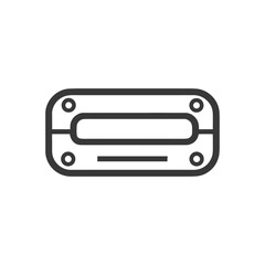 Poster - Minimalist Rectangular Icon with Rounded Corners and Circular Accents, Dark Gray on White
