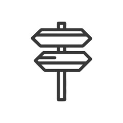Poster - Minimalist Directional Signpost Icon with Two Arrows, Isolated on White
