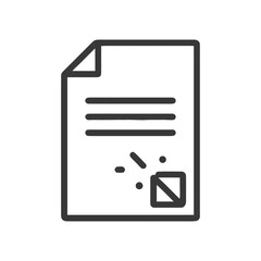 Poster - Rejected Document Icon: Simple Line Art of Paper with Checkbox and Debris