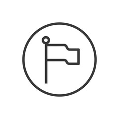 Poster - Minimalist Flag Icon in Circle, Simple Line Art Symbol
