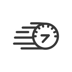 Poster - Speedy Seven: Dynamic Clock Icon with Motion Lines, Fast Time Concept
