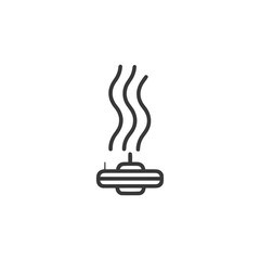 Poster - Minimalist Aroma Diffuser Icon with Rising Steam, Black Outline on White Background