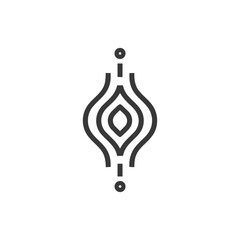 Aufkleber - Abstract Minimalist Line Art: Symmetrical Organic Form with Dotted Extensions