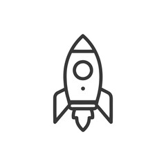 Poster - Minimalist Rocket Icon: Bold Outline on White Background, Space Exploration
