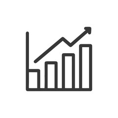 Poster - Ascending Bar Graph Icon with Arrow, Business Growth Concept, Isolated