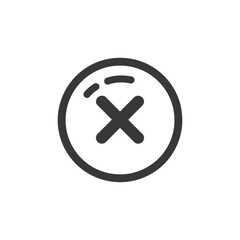 Poster - Simple Dark Gray Circle with X Icon on White Background