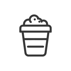 Poster - Minimalist Coffee Cup Icon with Foam Topping, Black Outline on White